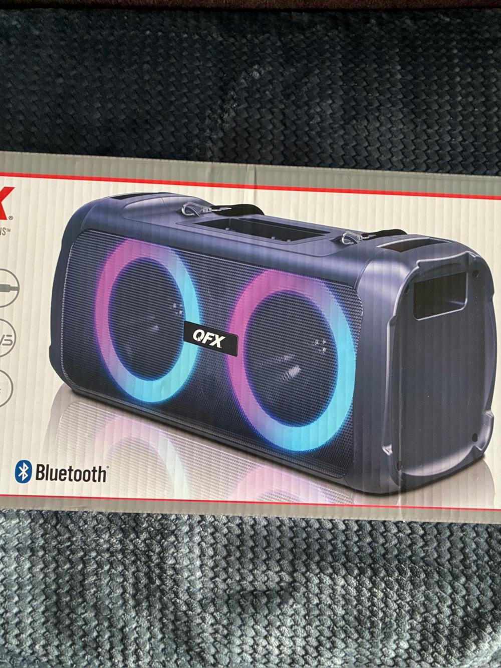 Black Portable Bluetooth Speaker with RGB Light Rings